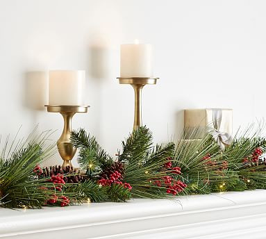 Pre-Lit Faux Red Berry & Pine Garland | Pottery Barn (US)