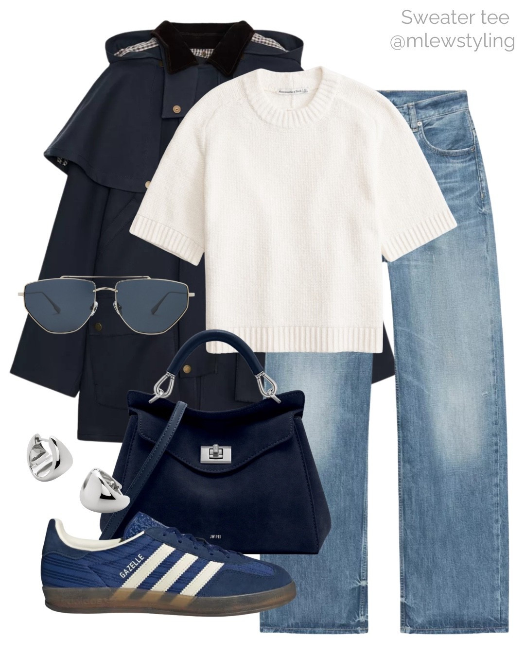 Navy blue fall outfit 💙

Tags: Abercrombie sweater tee, short sleeved knit, new-in Zara jeans, navy adidas gazelle sneakers, trench coat, JW PEI bag, silver earrings, autumn outfit, revolve aviator sunglasses 

#LTKSeasonal #LTKShoeCrush #LTKItBag