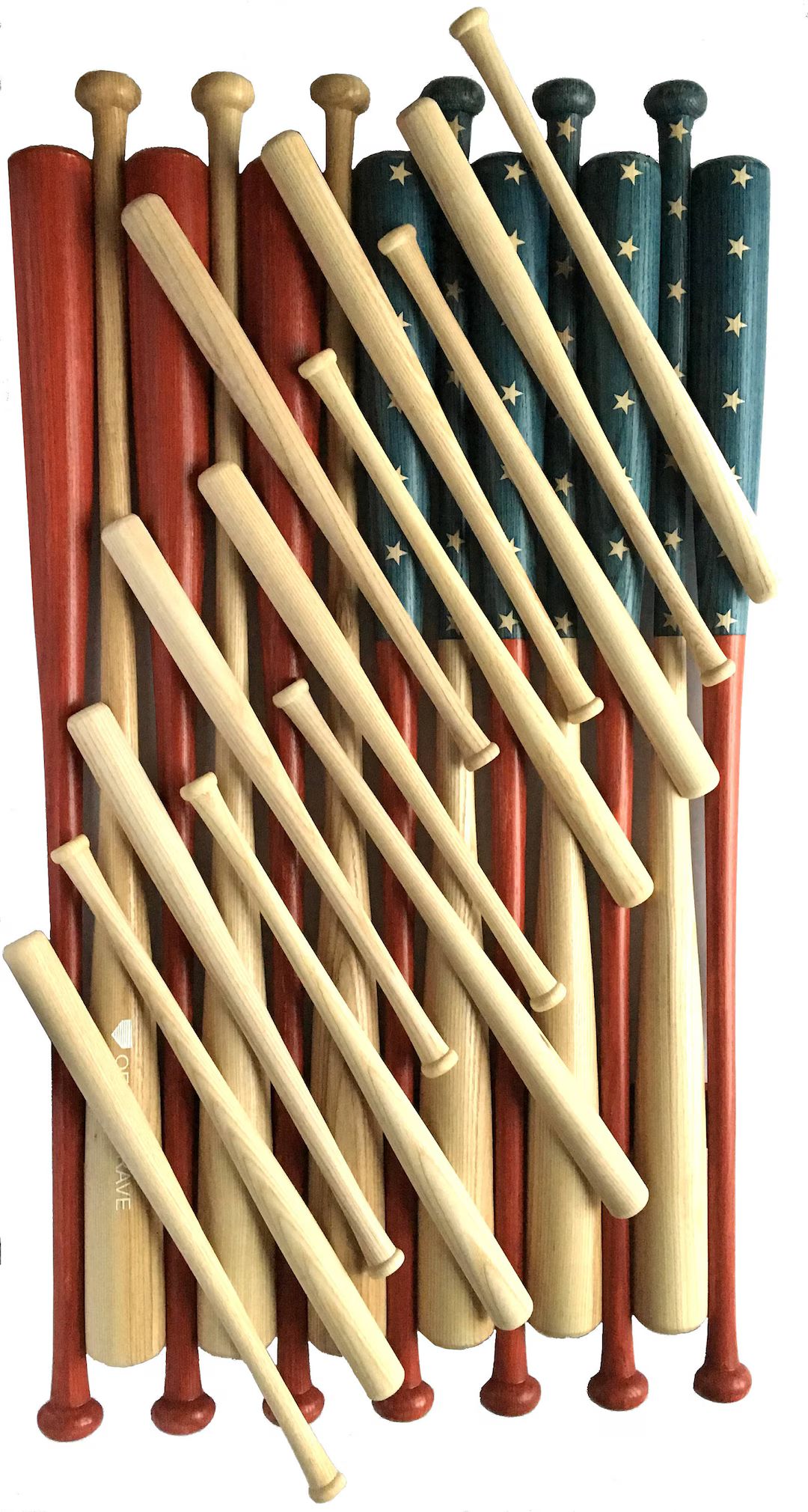 13 baseball bat halves to make american flag. 18 inch bats | Etsy (US)