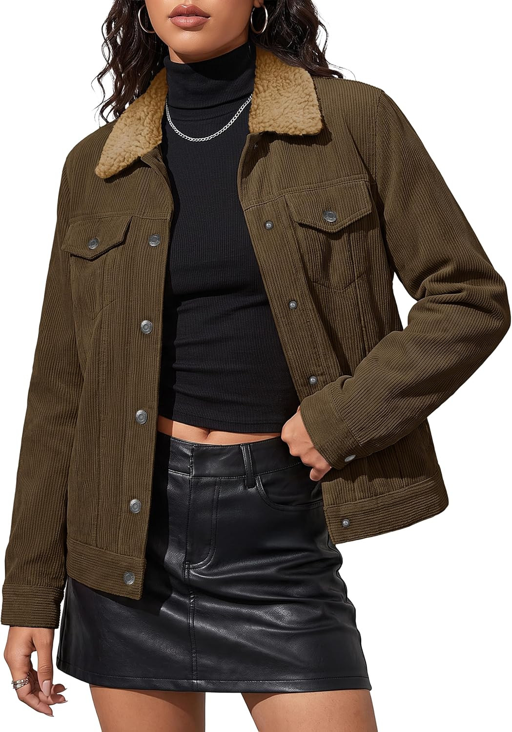 Women's Corduroy Button Down Jacket Sherpa Fleece Lined Coats | Amazon (US)