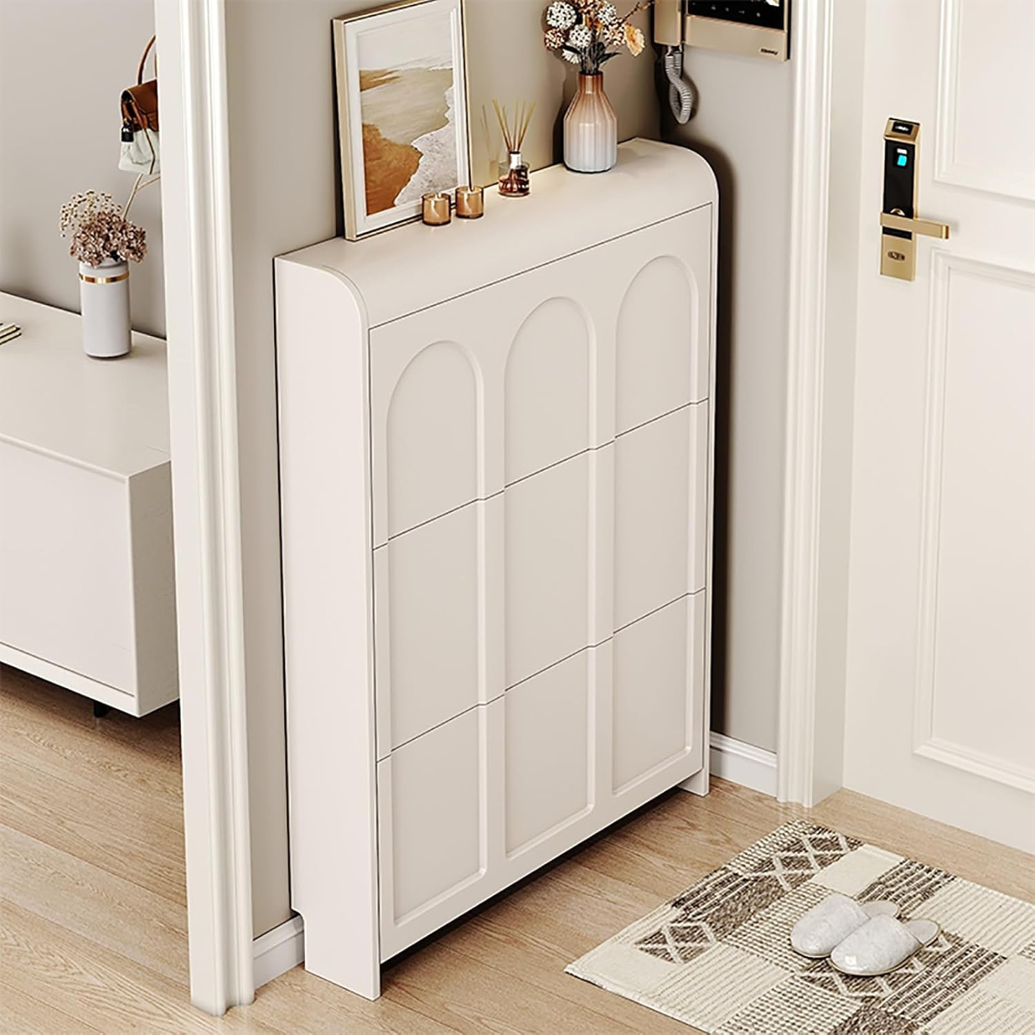 ✨ Shoe storage that doesn't scream "shoe storage" 👟🤍
If you're tired of shoes piling up by the front door, this hidden shoe cabinet is such a smart solution. The slim design fits beautifully in entryways, hallways, apartments, and small spaces while keeping everything organized and out of sight.
I also love that the top can be styled with decor, a vase, candles, or a catch-all tray for keys and sunglasses. Functional AND pretty? That's a win in my book! ✨
🏡 Perfect for:
• Small entryways
• Apartments & condos
• Busy family homes
• Creating a clutter-free look
• Maximizing storage in tight spaces

#HomeOrganization #EntrywayDecor #SmallSpaceLiving #HomeStorage #LTKHome #OrganizationIdeas #HomeFinds #DecorInspo #AmazonHomeFinds #HiddenStorage 

 