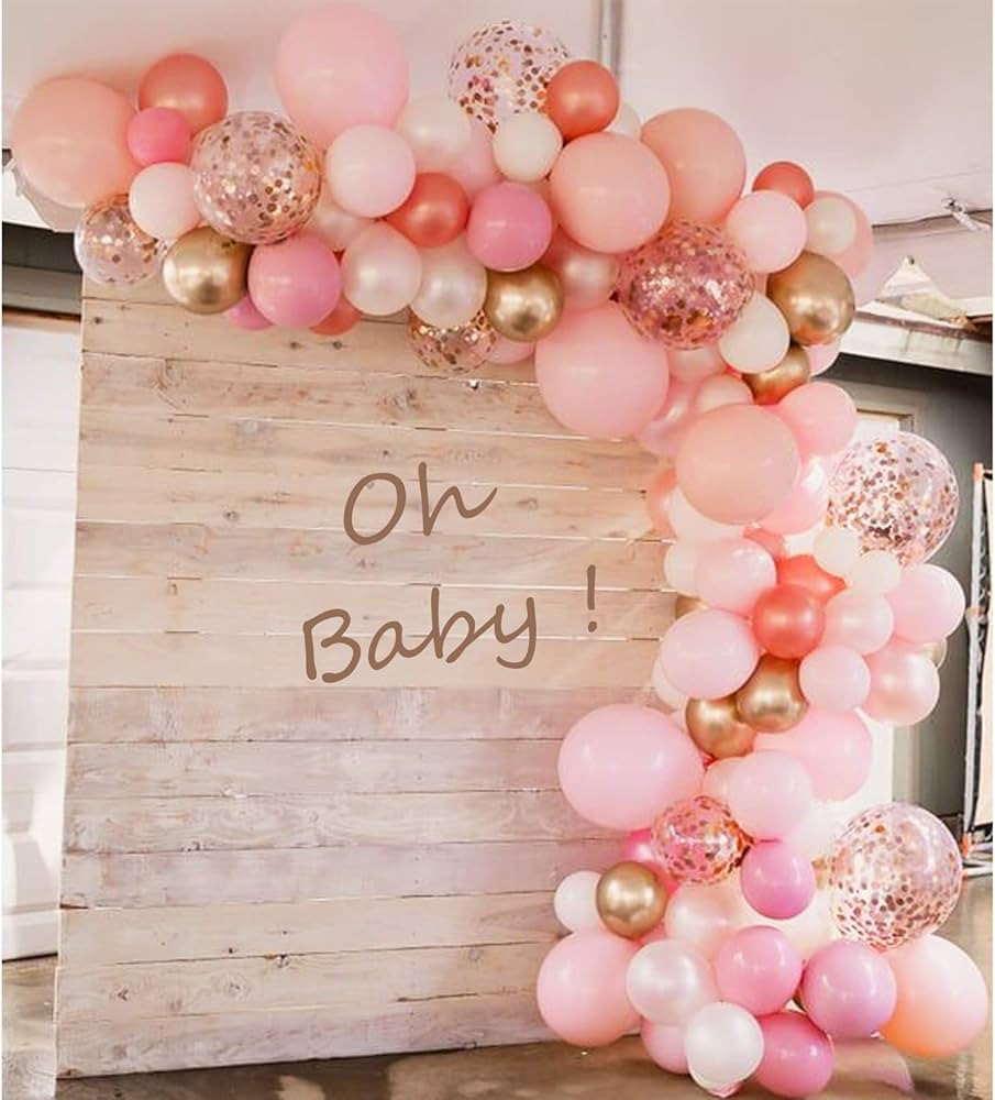 Soonlyn Rose Gold Balloons 140 Pack 12 Inch Gold and Pink Balloons and Pink Confetti Balloons Gar... | Amazon (US)