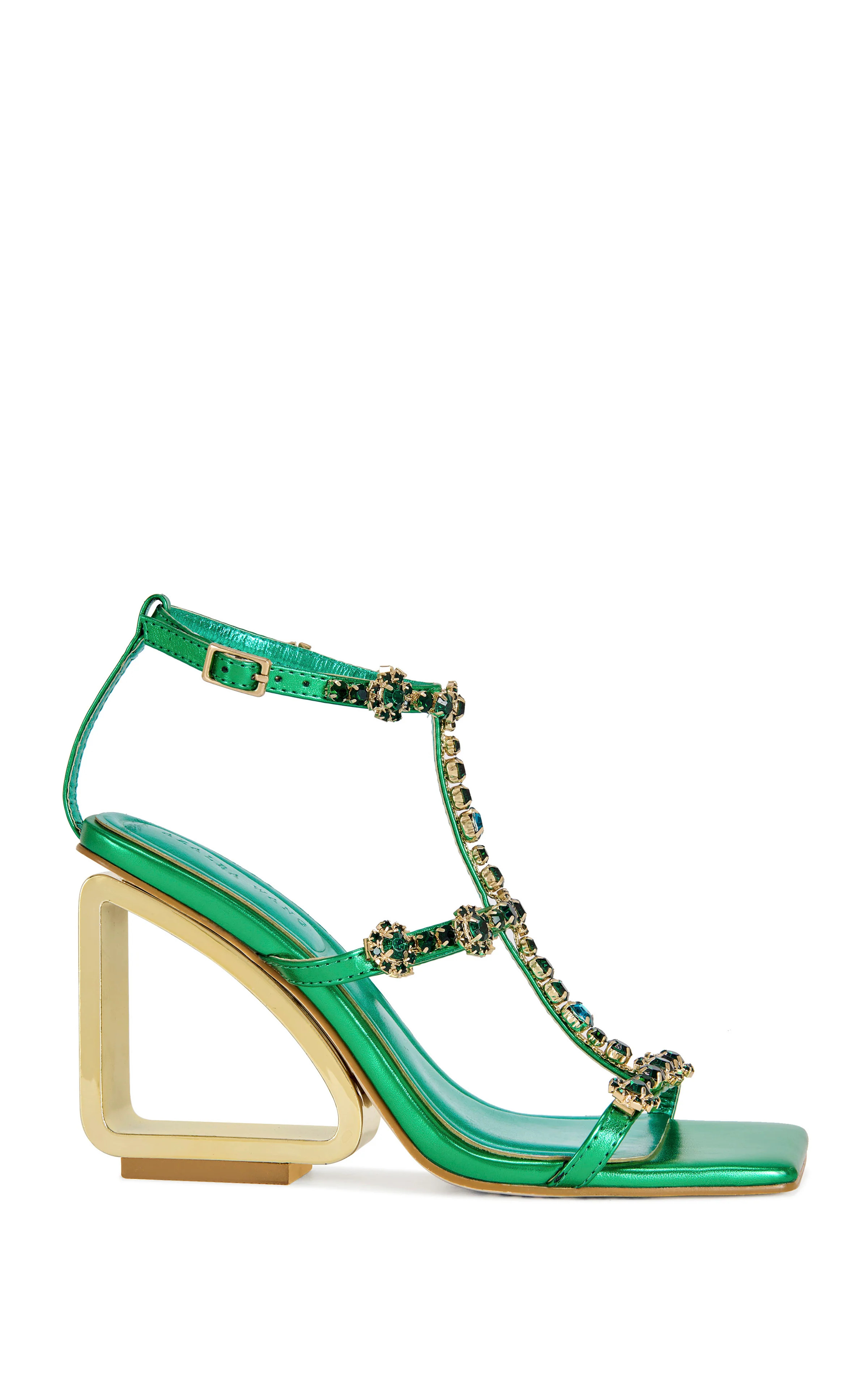 SCHANTELLE-GREEN JEWELED WEDGE SANDAL | Azalea Wang