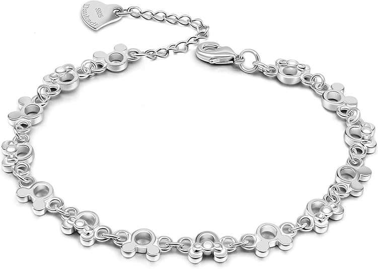 Fashion Cute Mickey Bracelet for Women 925 Sterling Silver Adjustable Charm Jewelry Gift Birthday... | Amazon (US)