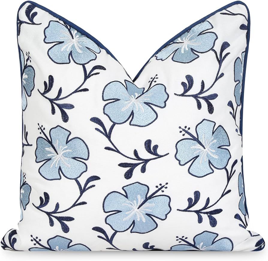 Hofdeco Premium Coastal Patio Indoor Outdoor Throw Pillow Cover Only, 18"x18" Water Repellent for... | Amazon (US)