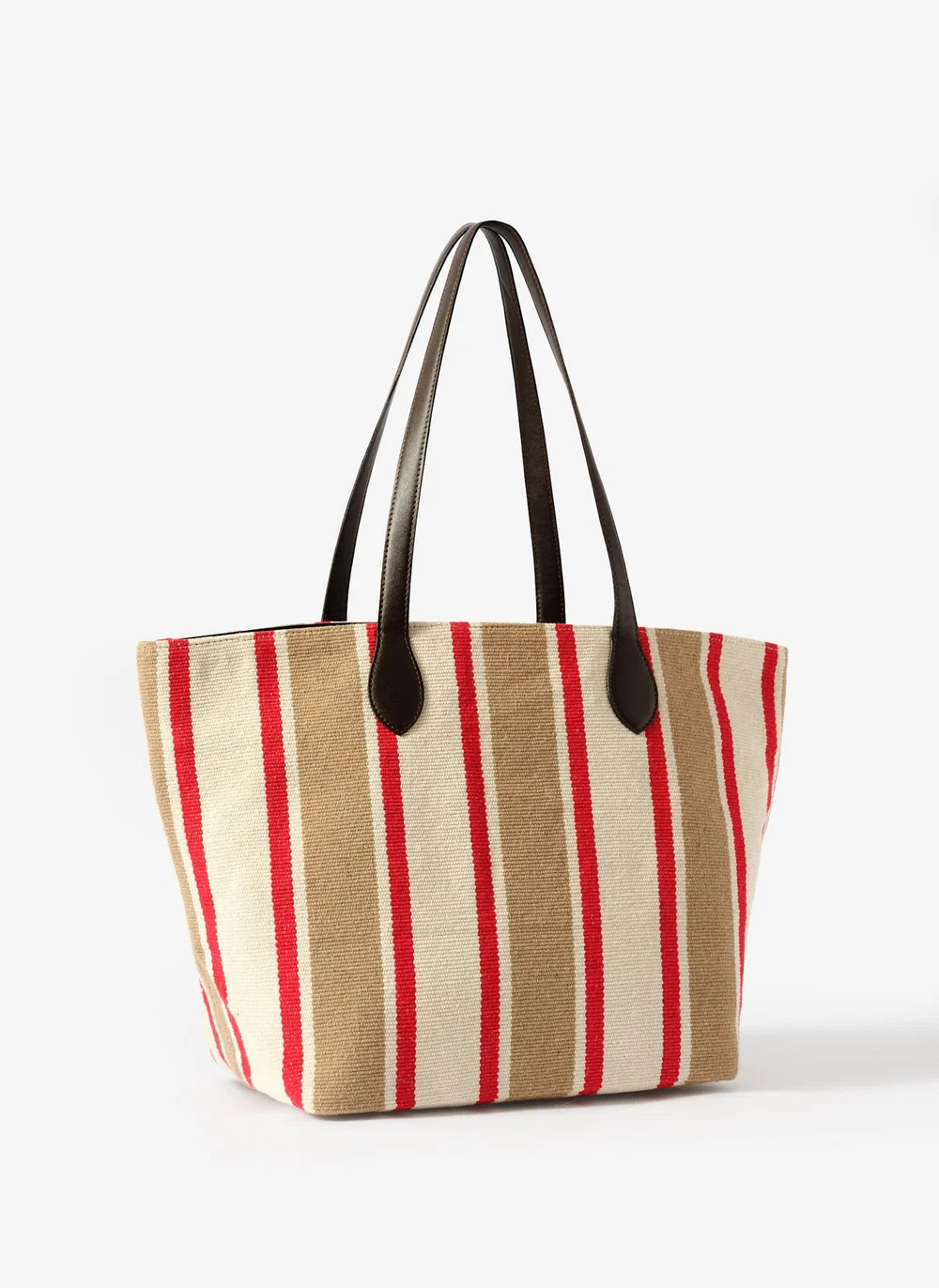 Tilly Neutral Striped Canvas Tote Bag | Mint Velvet