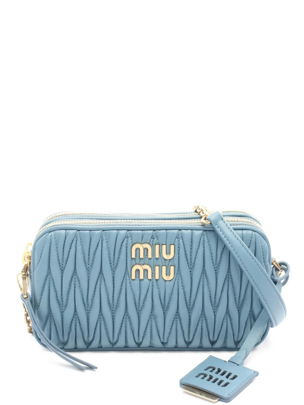 Miu Miu Pre-Owned 2020s matelassé nappa-leather shoulder bag - Blue | Farfetch Global