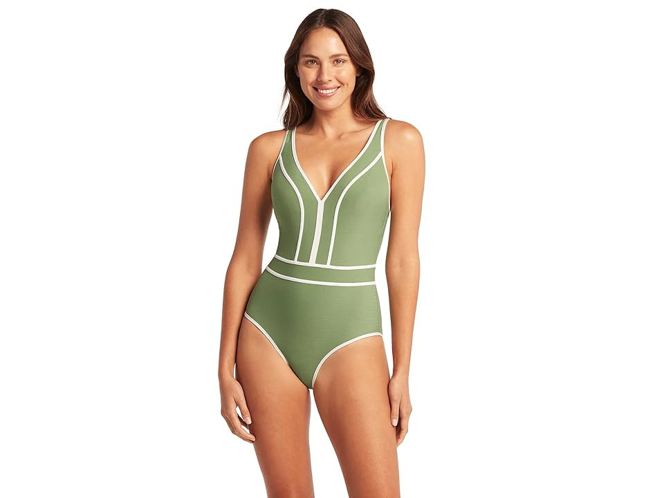 SEA LEVEL SWIM Elite Spliced Multifit One-Piece (Olive) Women's Swimsuits One Piece | Zappos