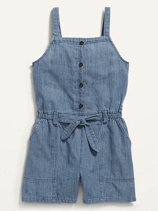 Sleeveless Workwear Jean Romper for Girls | Old Navy (US)