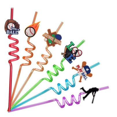 24pcs Baseball Reusable Drinking Plastic Straws for Baseball Party Favors Gift Bags Perfect for Kids Baseball Theme Birthday Party Supplies, Sports Ba | SHEIN