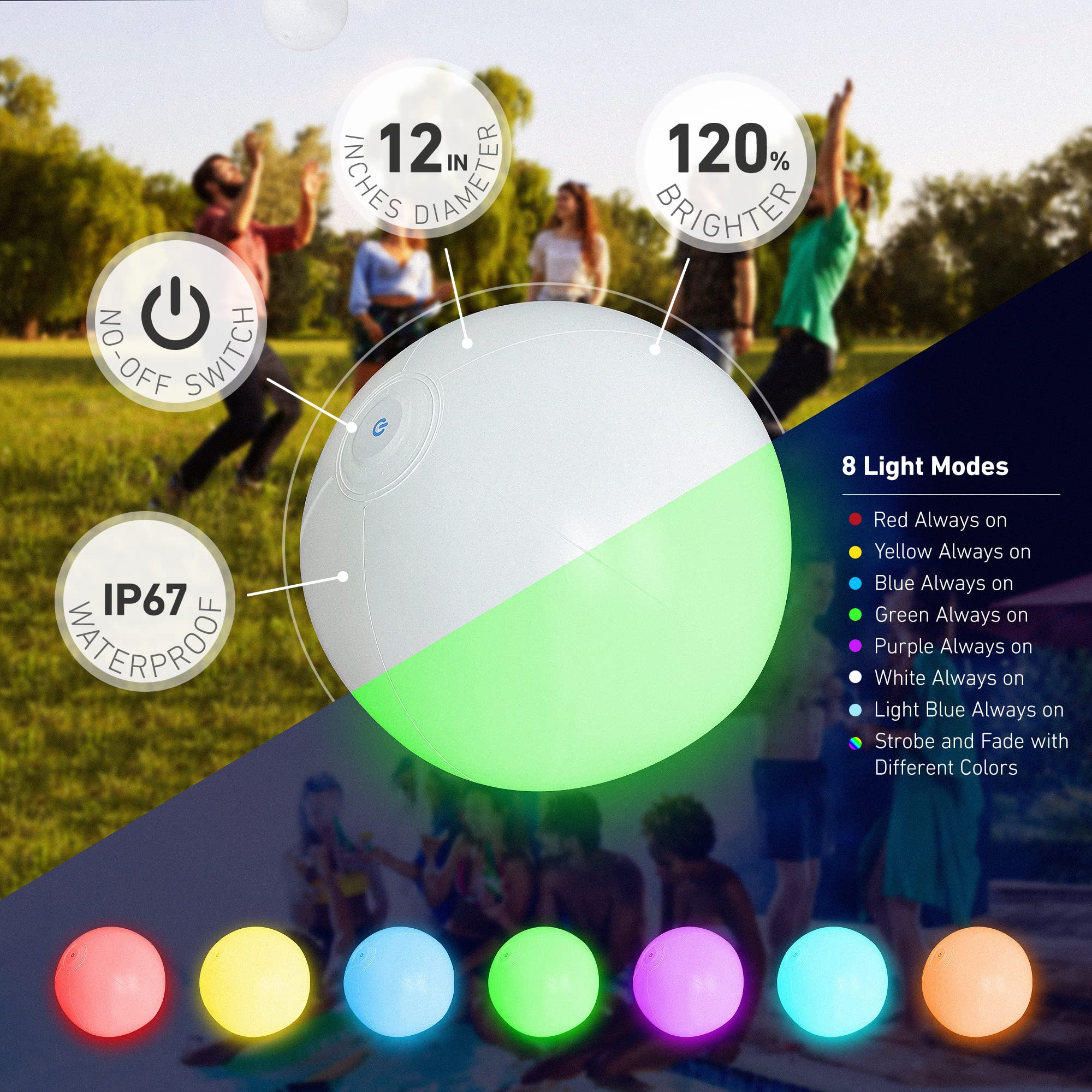 Pool Toys - 4/8 Pack Light Up Beach Balls for Kids w/ 8 Light Modes, Pool Beach Games Balls for O... | Amazon (US)
