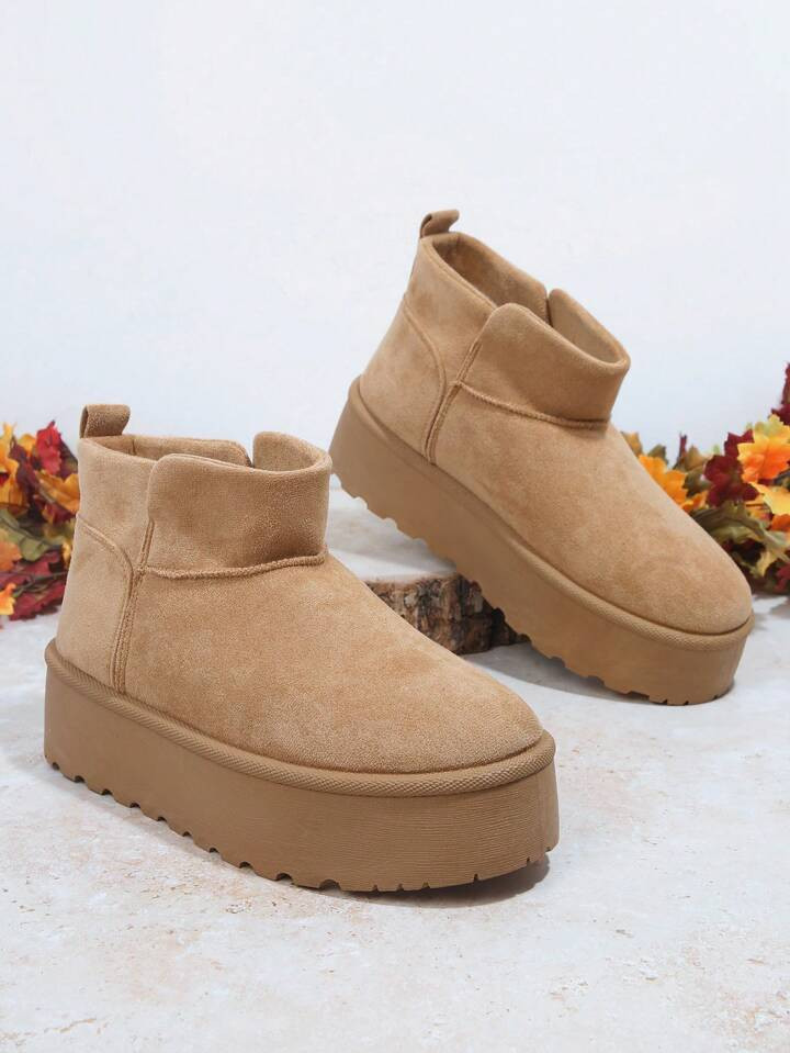 SHUZIA Women's Versatile Faux Suede Slip On Lug Sole Ankle Booties For Warm Summer Shoes Spring Shoes Spring Break Easter | SHEIN