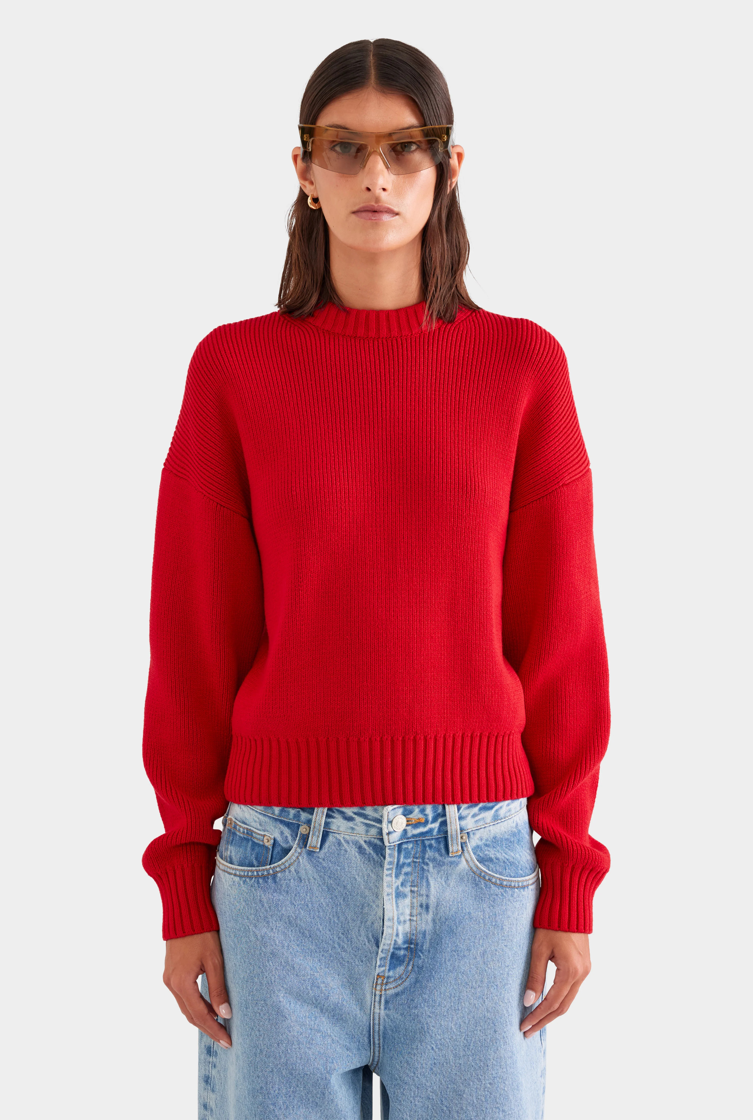 Cotton Knit Sweater Red | Venroy | Venroy AU