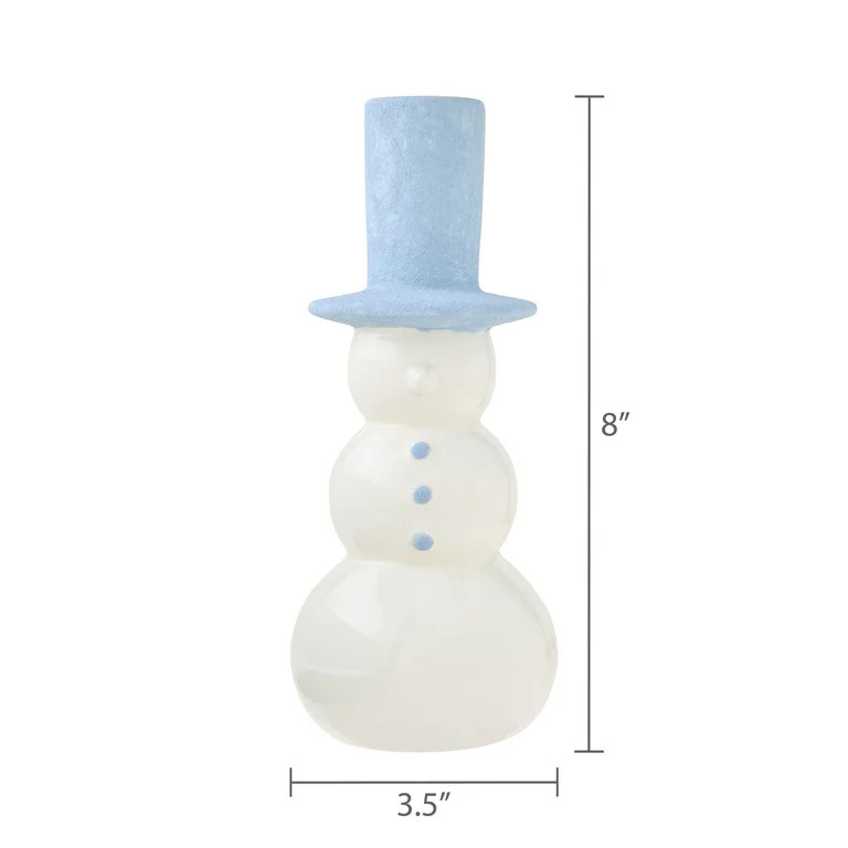 Ceramic Snowman Christmas Tabletop Decoration, Blue and White, 8", by Holiday Time - Walmart.com | Walmart (US)