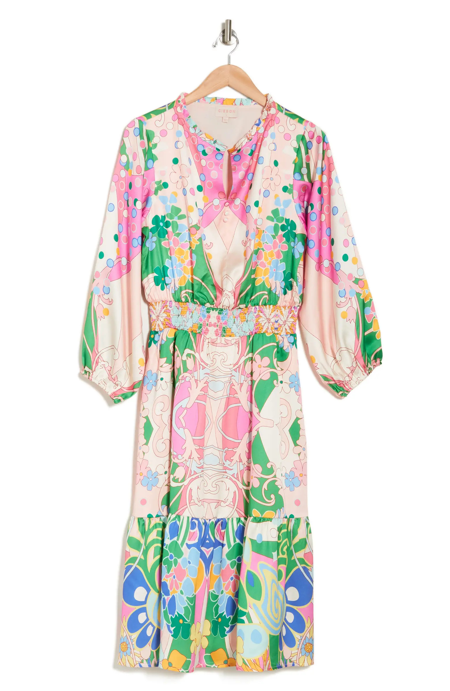 CIEBON Irena Abstract Print Long Sleeve Midi Dress | Nordstromrack | Nordstrom Rack