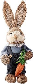 Okngr Easter Simulation Rabbit, Standing Easter Bunny Figures Cute Bunny Toy Easter Bunny Holding... | Amazon (US)
