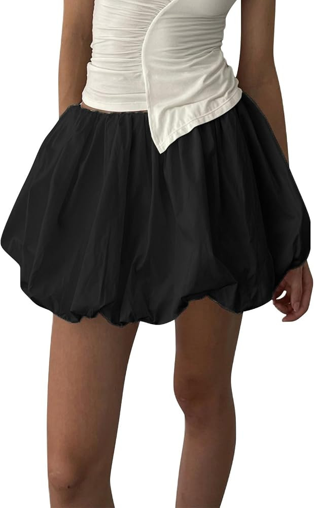 ZYXTIM Balloon Skirts for Women Y2k Girls Bubble Mini Skirt Low Waist Ruffle Hem Puffy Skirt 2024... | Amazon (US)