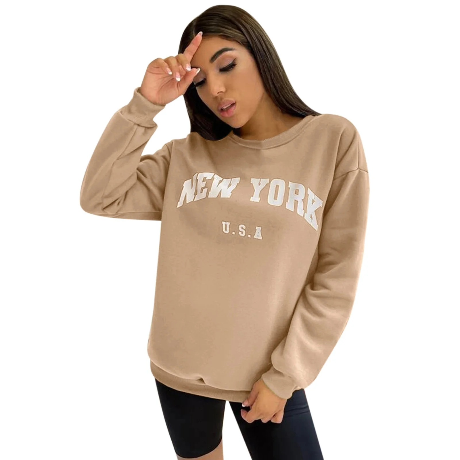 Labakihah t shirts&nbsp;for women Women's Fashion Letter Print O Neck Long-Sleeve Sweatshirt Tops... | Walmart (US)