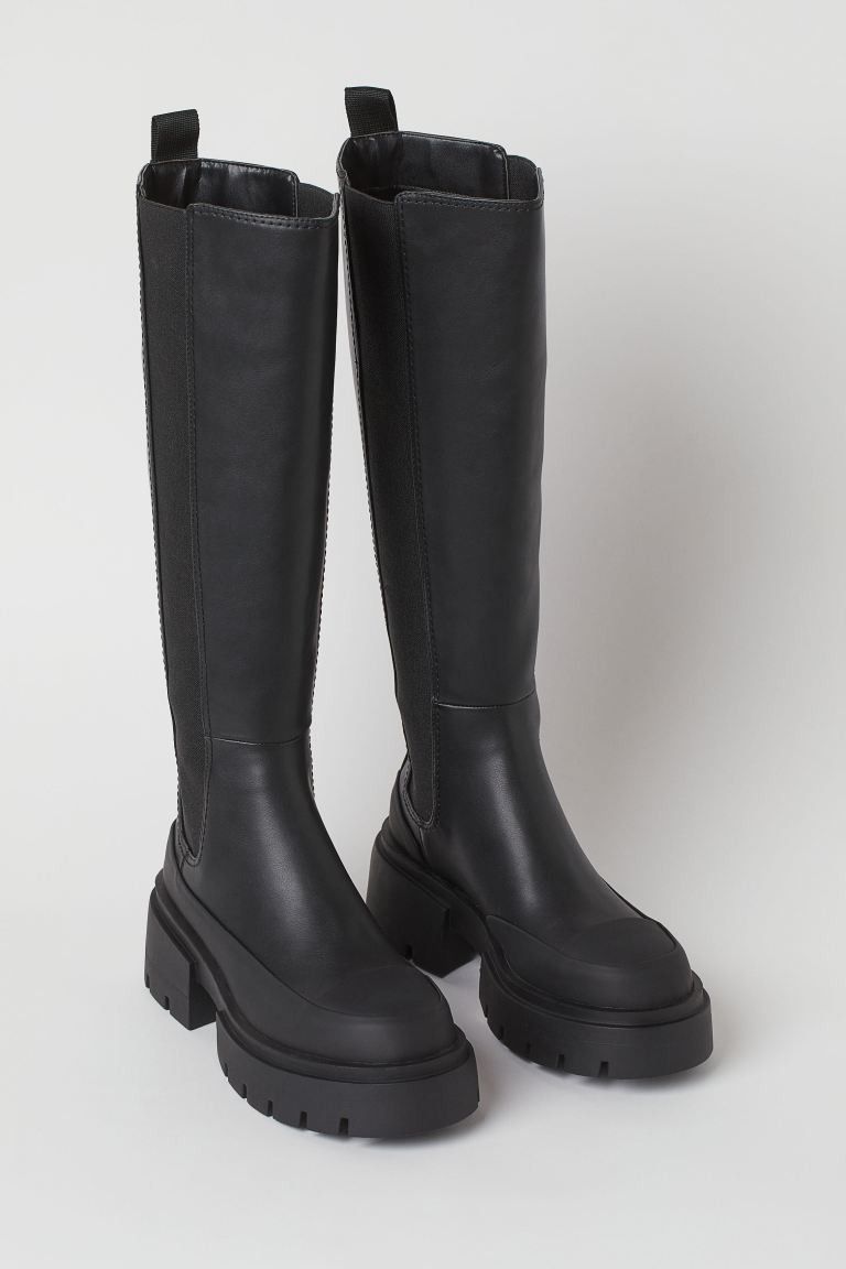 High-profile Boots | Boots | Shoes | Black Boots | Tall Black Boots | Black Shoes | Boots 2021 |  | H&M (US + CA)