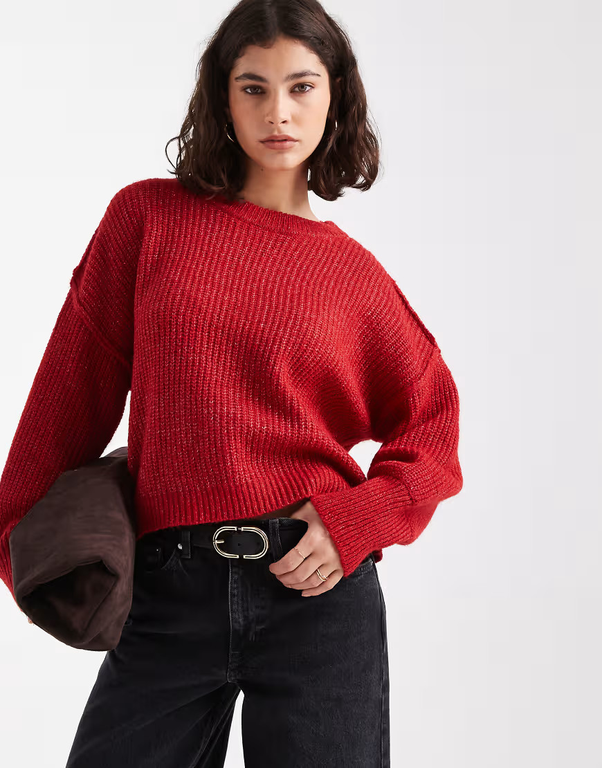 ONLY slouchy sweater in red | ASOS (Global)