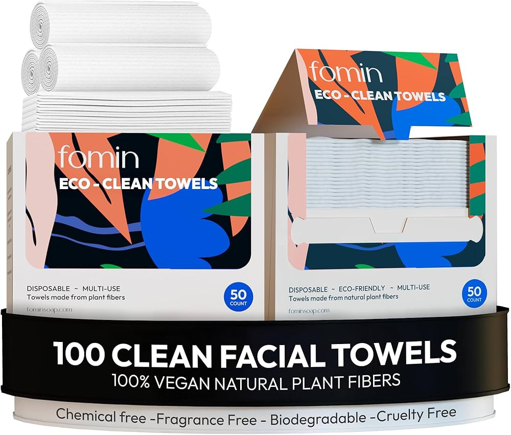 FOMIN Toallas faciales desechables – 100 unidades (paquete de 2) 100% biodegradable toalla ultr... | Amazon (US)