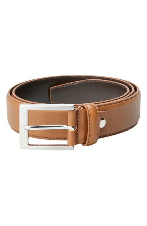 Good Man Brand Topstitch Leather Belt in Dk Vachetta at Nordstrom, Size 44 | Nordstrom