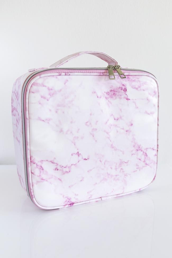 No Time To Spare Pink Marble Makeup Bag FINAL SALE | The Pink Lily Boutique