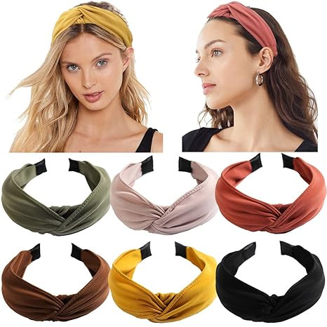 6PCS Top Knot Headband for Women Wide Knotted Headbands Twist Turban Headwrap Elastic Hair Band F... | Amazon (US)