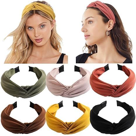 6PCS Top Knot Headband for Women Wide Knotted Headbands Twist Turban Headwrap Elastic Hair Band F... | Amazon (US)