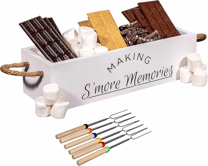 S’mores Station Wooden Box S’mores Bar Carrier with Durable Handles Smores Caddy with Marshma... | Amazon (US)