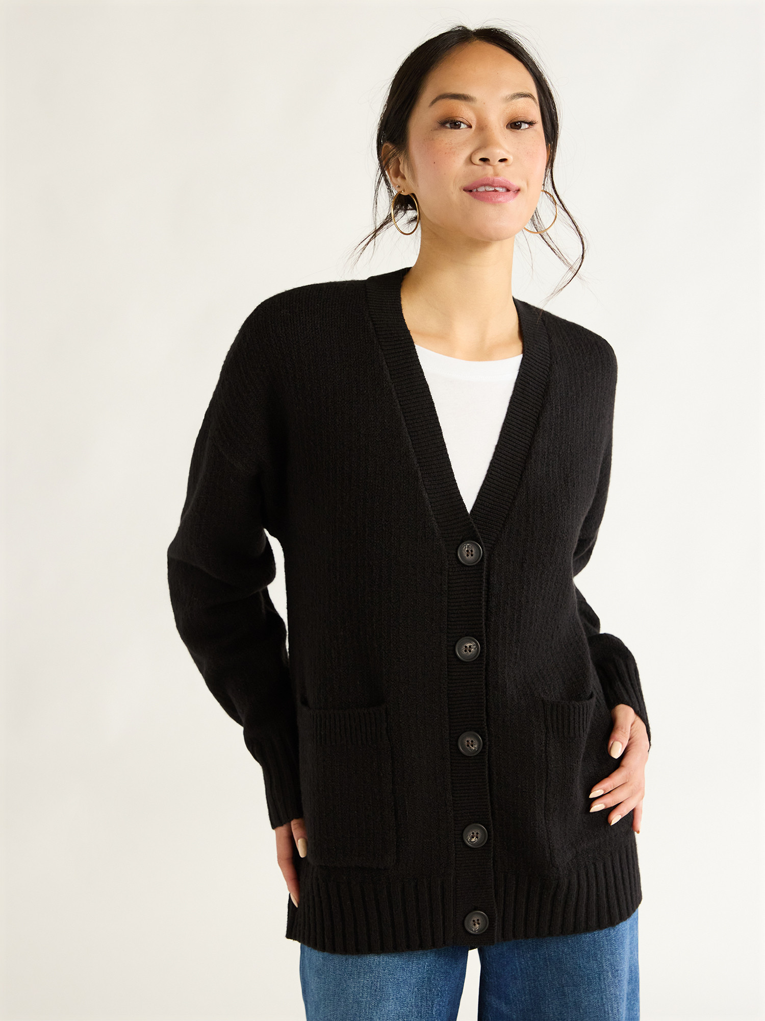 Free Assembly Women’s Grandpa Cardigan Sweater with Long Sleeves, Heavyweight, Sizes XS-XXL | Walmart (US)