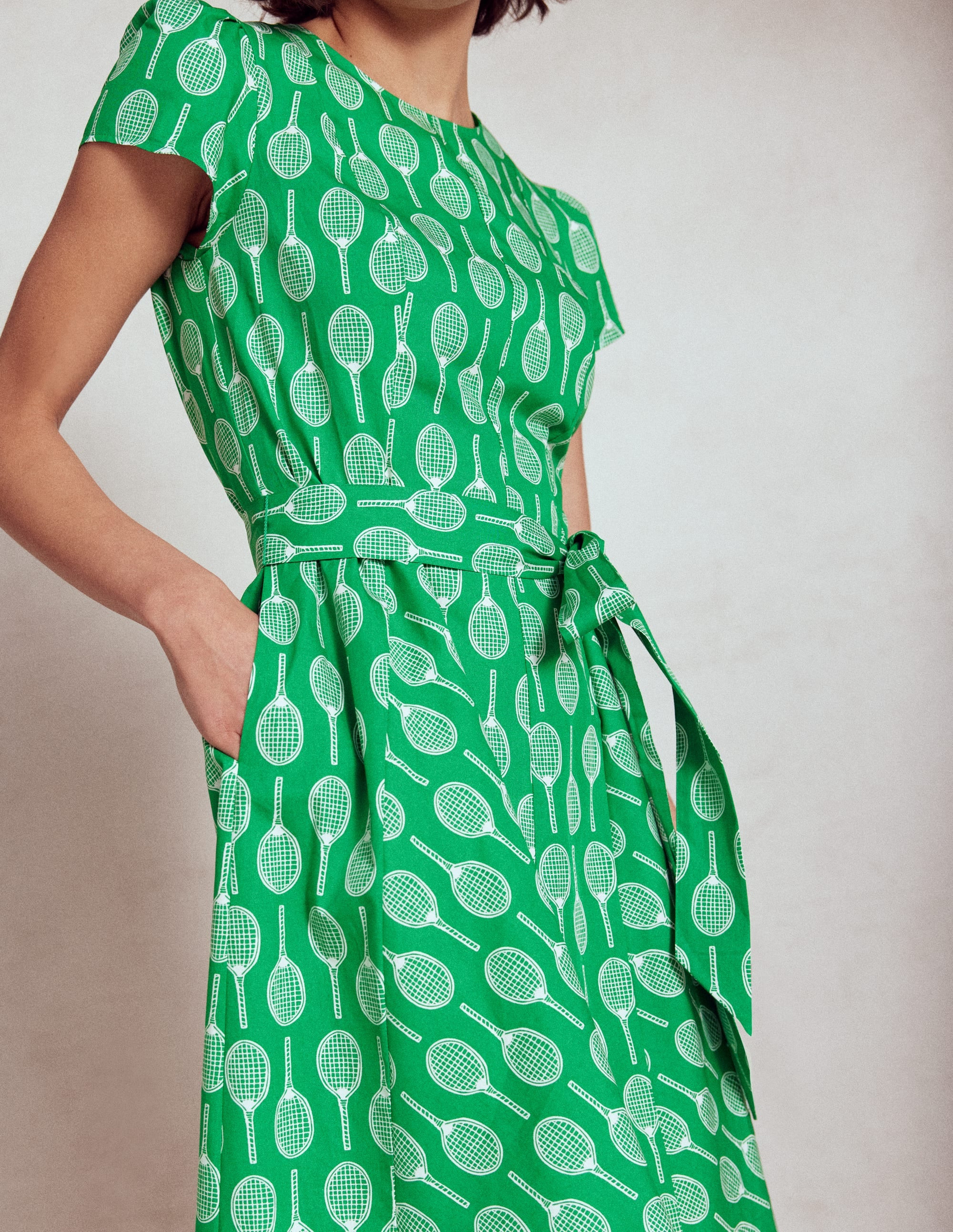 Imo Cotton Short Dress-Rich Emerald, Tennis | Boden (US)