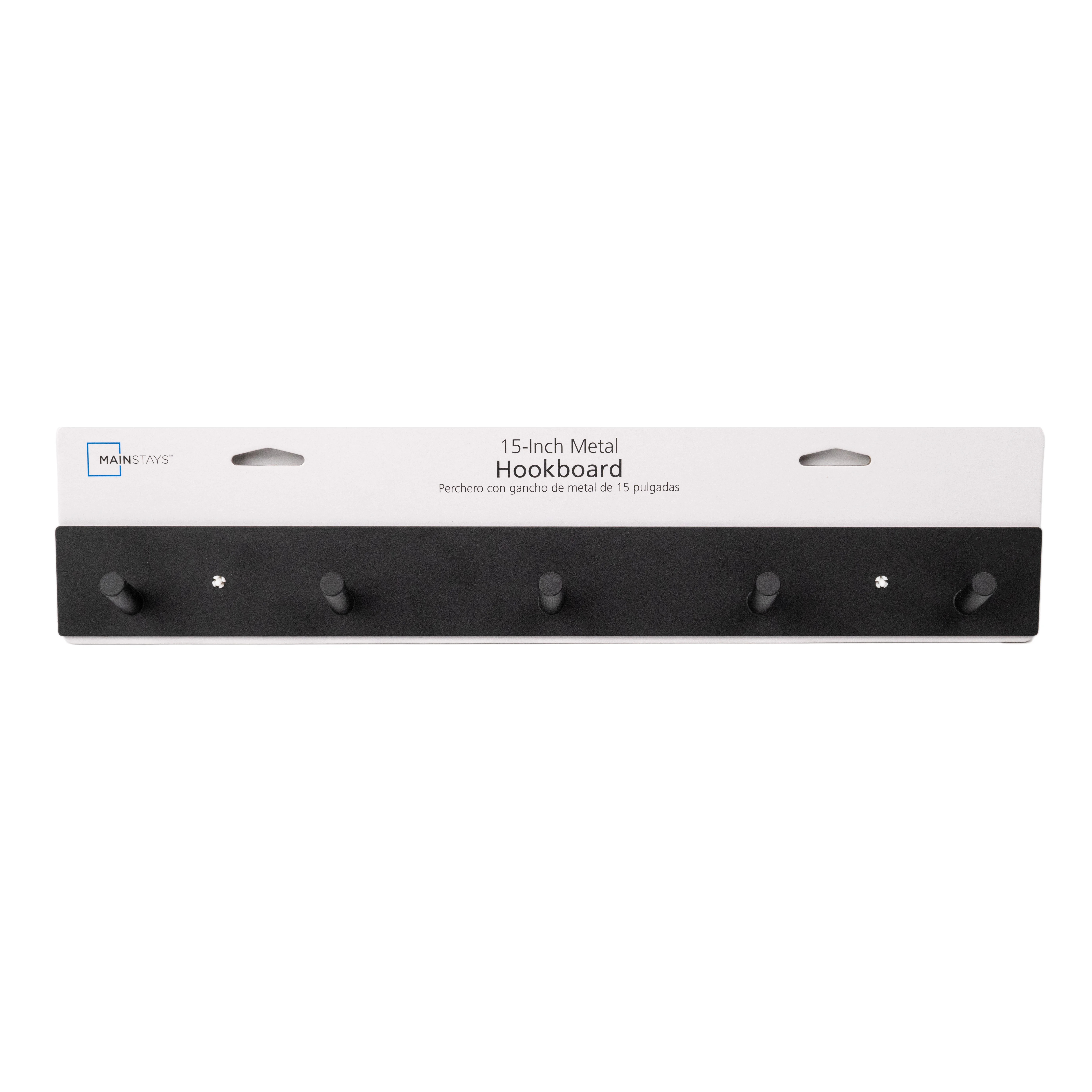 Mainstays 15.5" 5 Hook Black Metal Hookboard | Walmart (US)