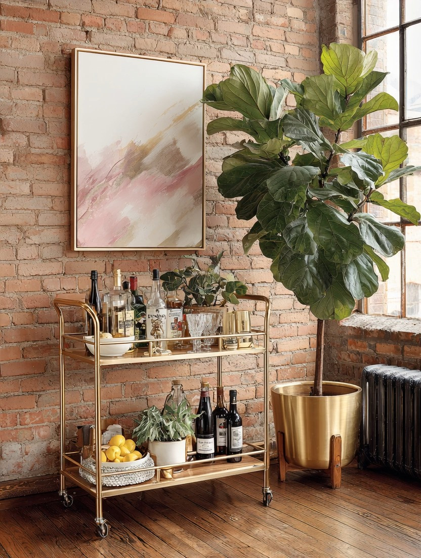 If your living room feels flat, it may be missing one functional statement piece.

A gold bar cart paired with a sculptural fiddle leaf tree does more than fill a corner — it creates a lifestyle moment. The bar cart brings structure and purpose, while the greenery softens the space and adds that natural, grounded energy every room needs.

Set against a textured brick wall, this combination becomes even more powerful. It blends warmth, elegance, and a touch of contrast — refined without feeling overdone.

This is where design meets living. A place to entertain, to unwind, or simply to enjoy your space a little more intentionally every day.

The key is balance — polished gold paired with organic elements. That’s what transforms a corner into something memorable.

Explore our edit and find your perfect bar cart and planter pairing — everything is thoughtfully linked below so you can recreate this elevated look with ease.

Because the most beautiful homes are designed to be lived in, not just styled.

#LTKHome #BarCartStyling #QuietLuxury #LivingRoomDesign 

 #LTKHome