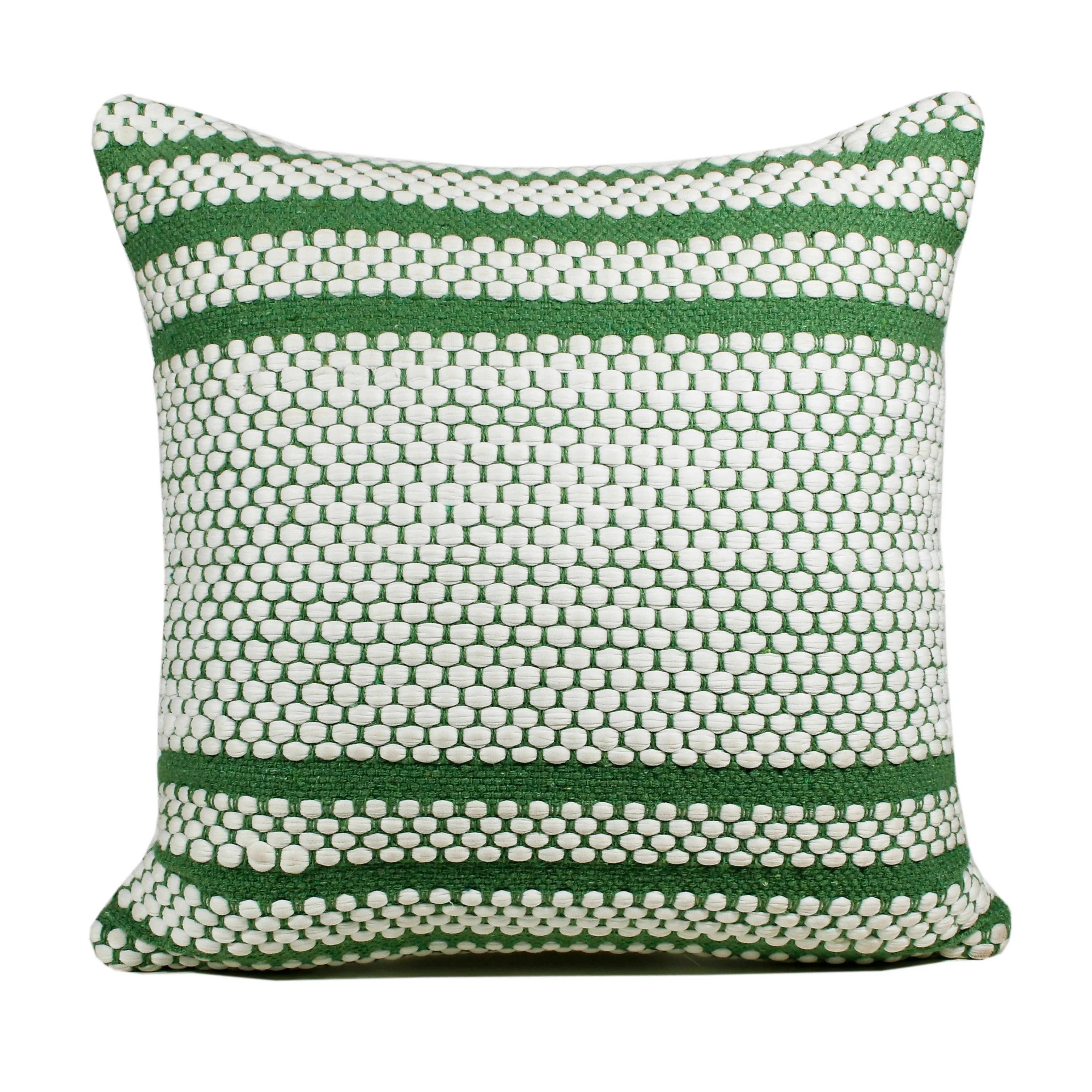 LR Home Indoor Striped Handwoven Square Throw Pillow, Jade Green / White, 20" x 20" | Walmart (US)