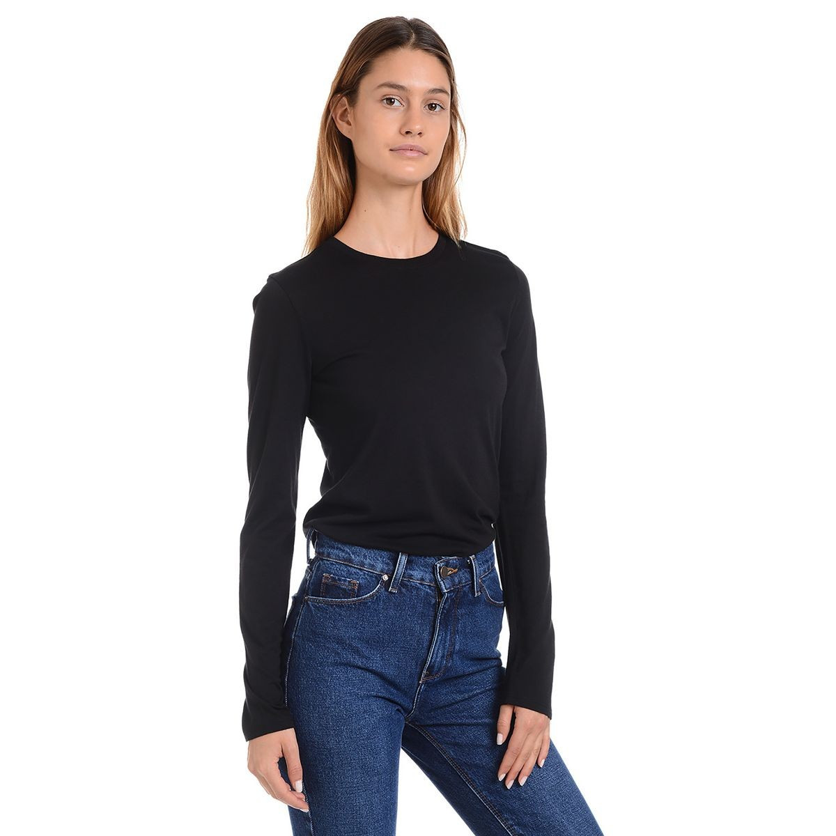 Long Sleeve Crew Tee - Marcy - Black | Mott & Bow