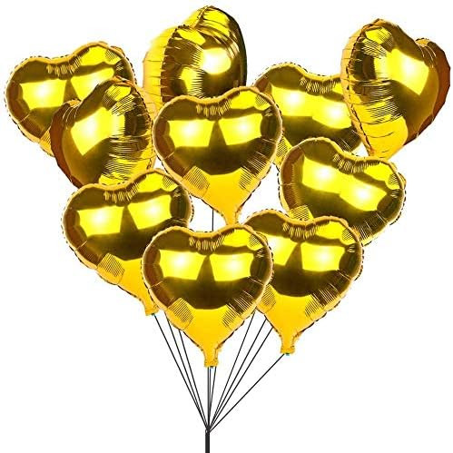 [10 Pack] Heart Shape Foil Balloons, 18" Mylar Balloons Aluminum Foil Decorations for Birthday Pa... | Amazon (US)
