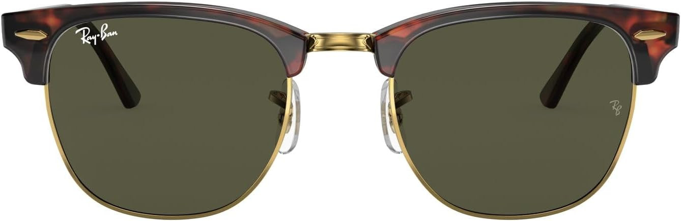 Ray-Ban RB3016 Clubmaster W0366 51MM Tortoise on Gold/Crystal Lens G-15 Green Square Sunglasses for Men for Women | Amazon (US)