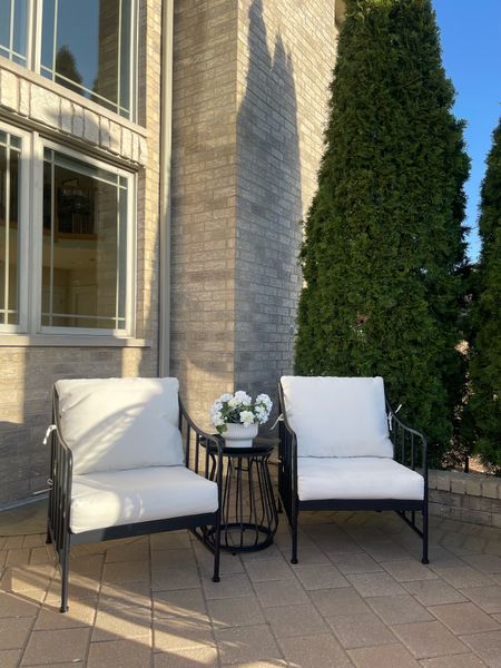 Our new patio chat set from Walmart! I am obsessed with the design, the steel frame and comfy cushions! This viral set keeps going out it stock so grab it before it doe:ms! You won’t believe the price! @walmart #walmartfind #walmarthome #walmartdeals #walmart #patio #patiofurniture #outdoorfurniture 

#LTKSeasonal #LTKsalealert #LTKhome