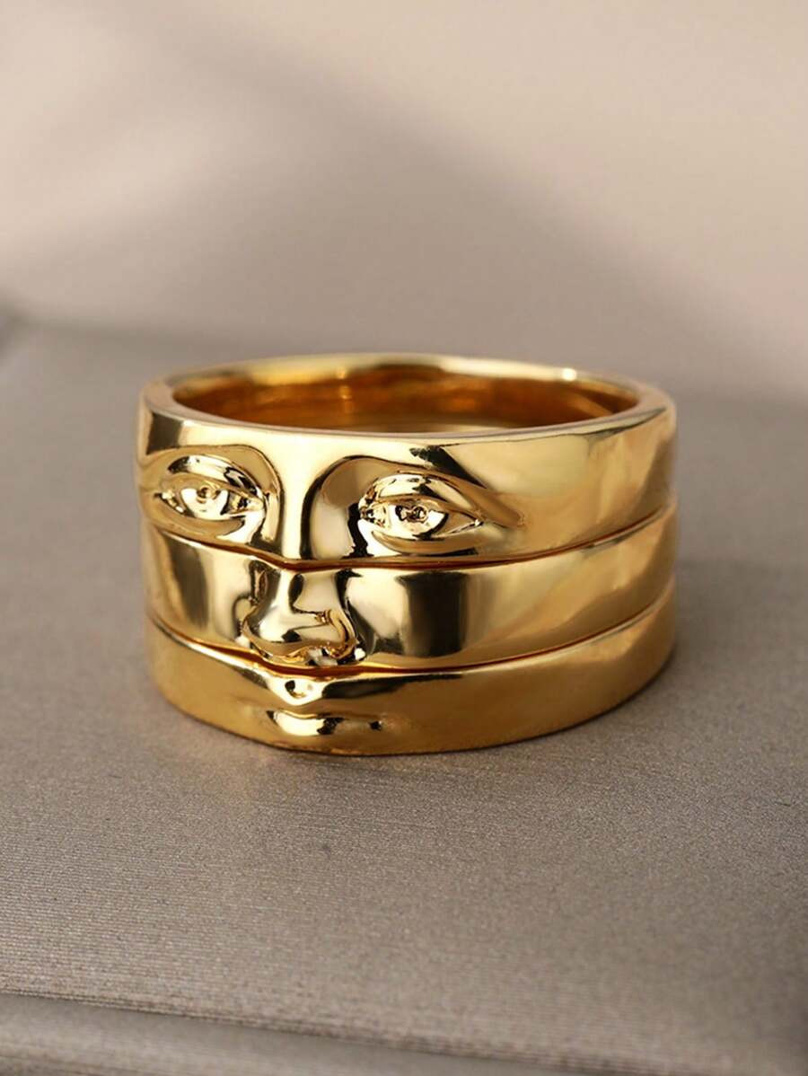 1 Set Face Rings, Vintage Copper Plated Punk Ins Style Face Rings Set For Lover | SHEIN