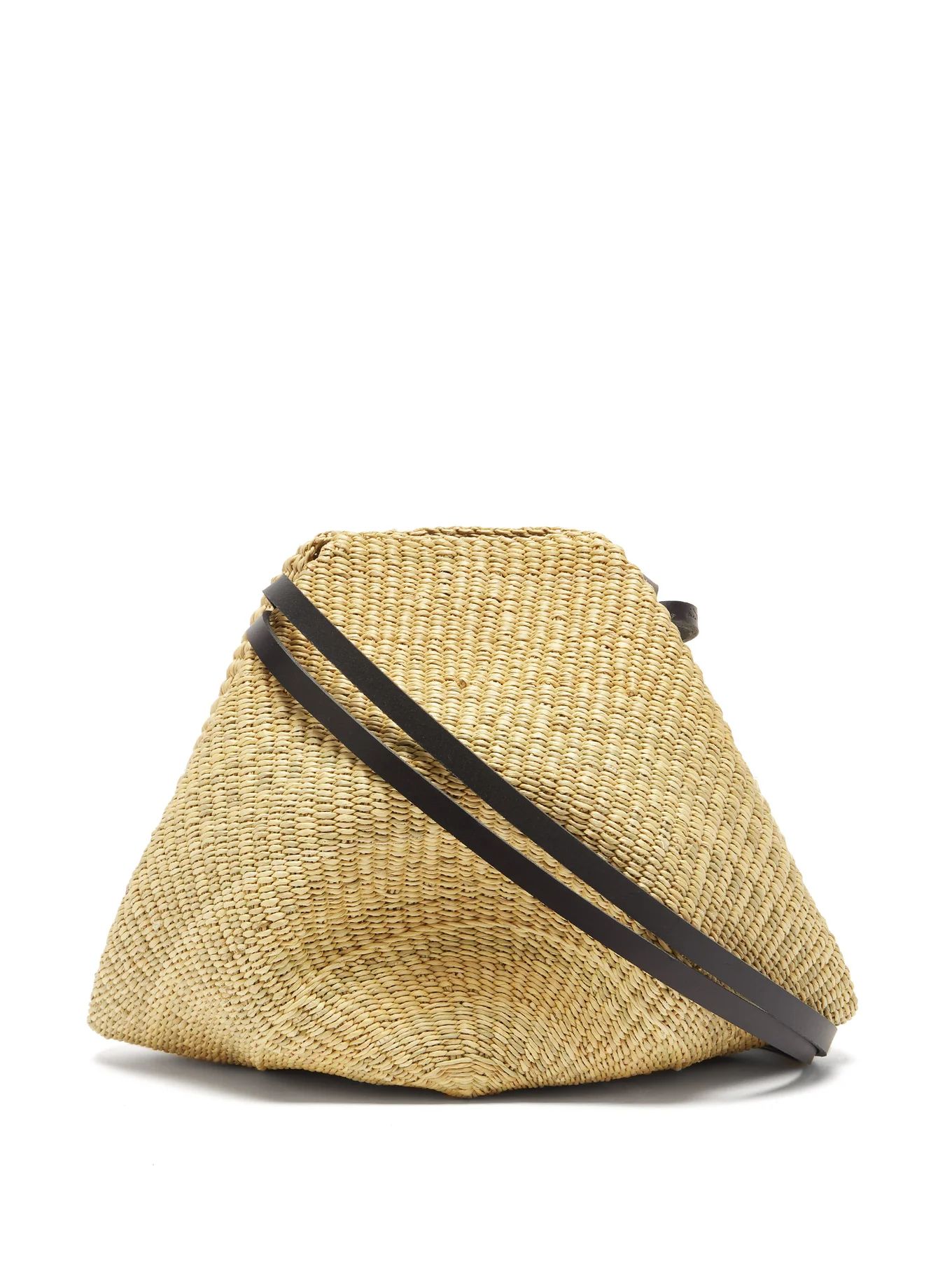 N.14 Akamae leather-trimmed straw shoulder bag | Inès Bressand | Matches (US)