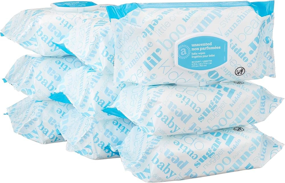 Amazon Elements Baby Wipes, Unscented, White 720 count of wipes (9 pack of 80 count) | Amazon (US)