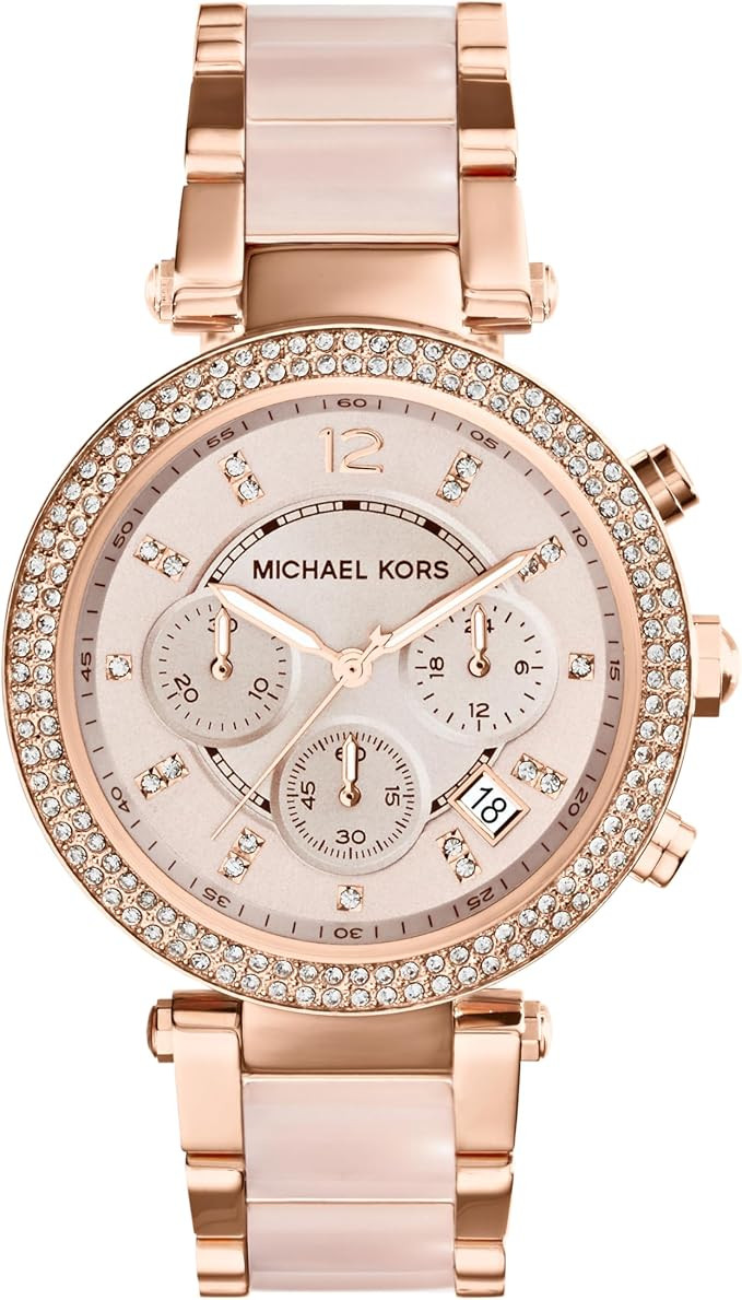 Michael Kors Parker Women's Watch, Stainless Steel and Pavé Crystal Watch for Women with Steel, ... | Amazon (US)