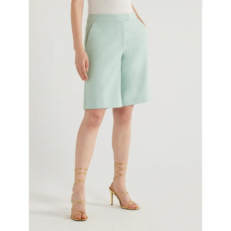 Scoop Women's Straight Leg Tailored Bermuda Shorts, Sizes 0-18 | Walmart (US)