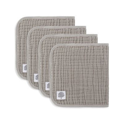 Parker Baby 4 Pack Muslin Cotton Burp Cloths - Gray | Target