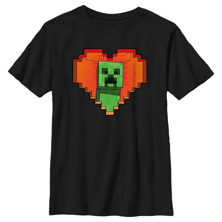Boy's Minecraft Valentine's Day Creeper Heart T-Shirt | Target