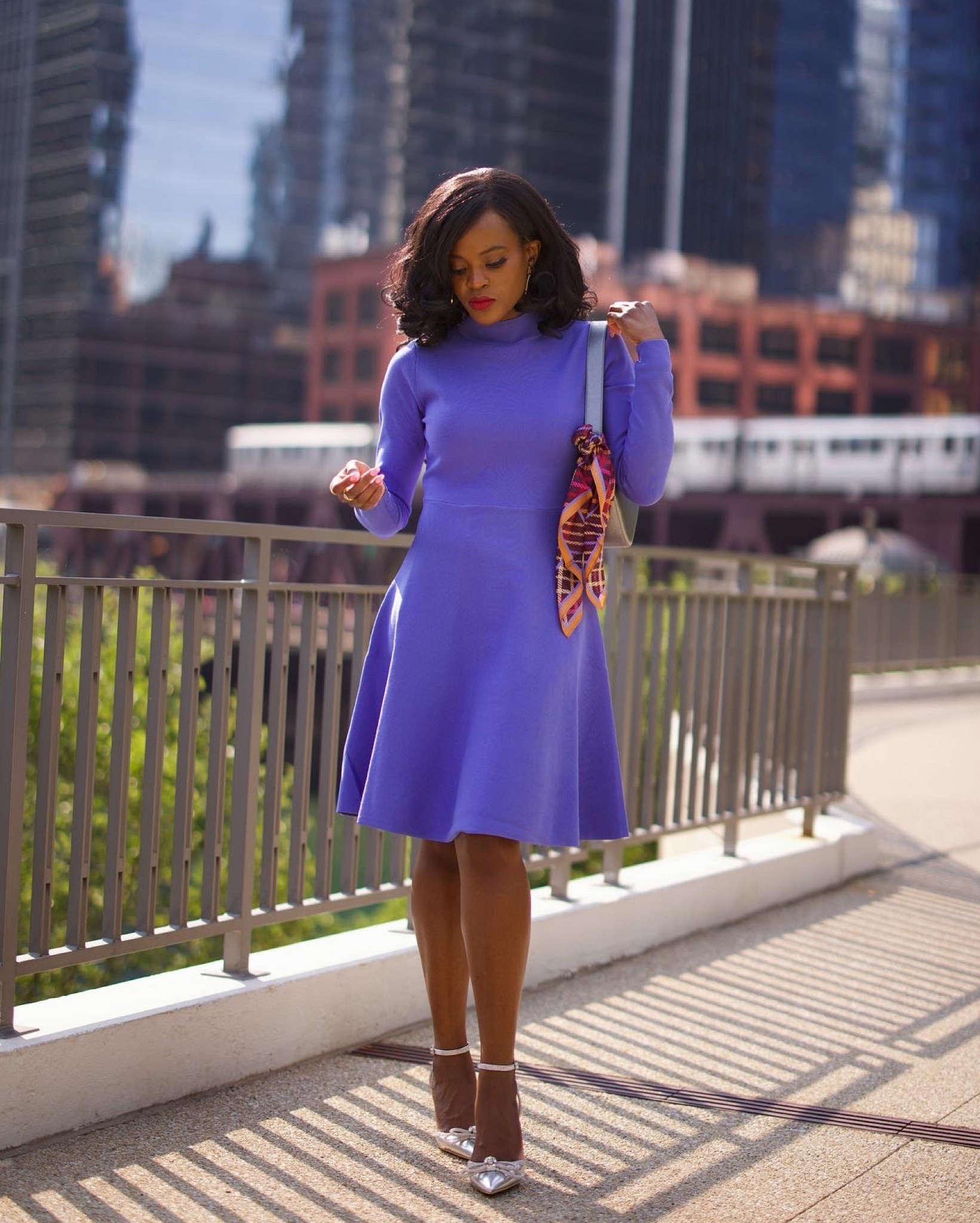 purple sweater dress Snapback Sweater Dress (PURPLE)