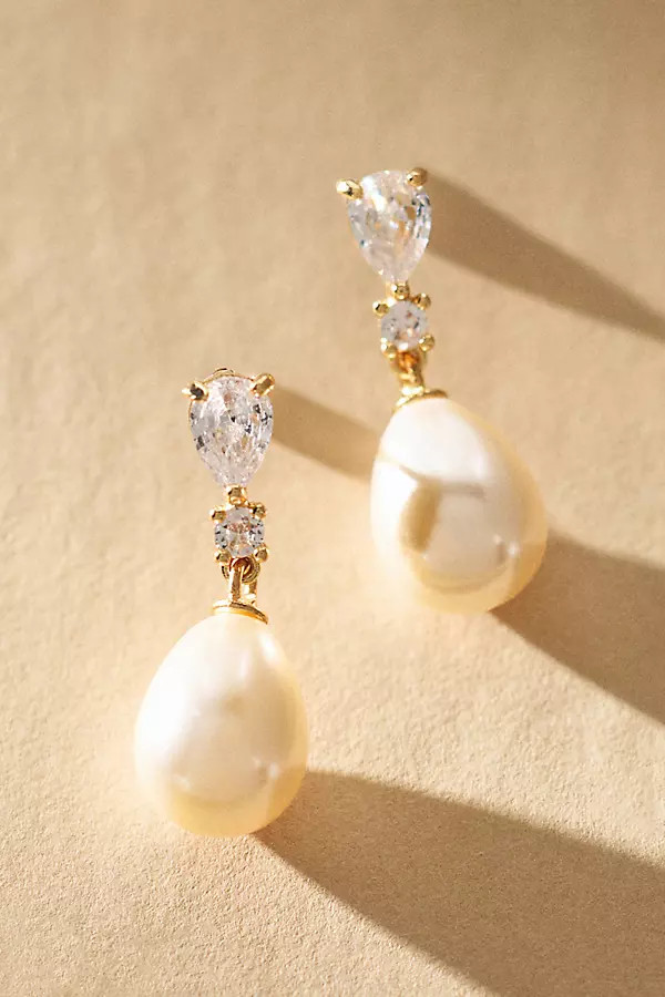 Studio Bride Crystal Stacked Pearl Drop Earrings | Anthropologie (US)