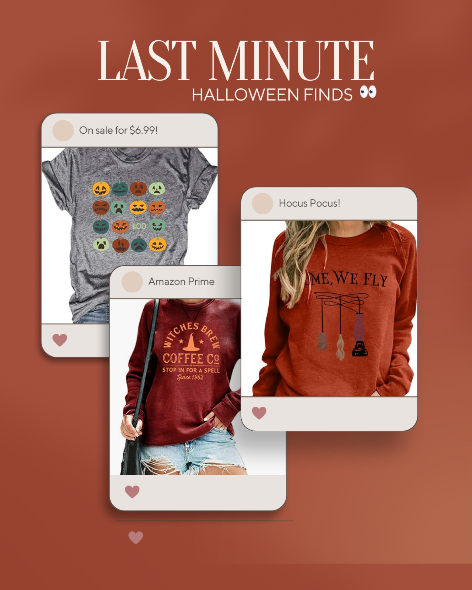 All available on Amazon Prime! 

#halloweenshirt #pumpkin #amazonfind #graphictshirts #amazonprime

#LTKHalloween #LTKSeasonal #LTKsalealert