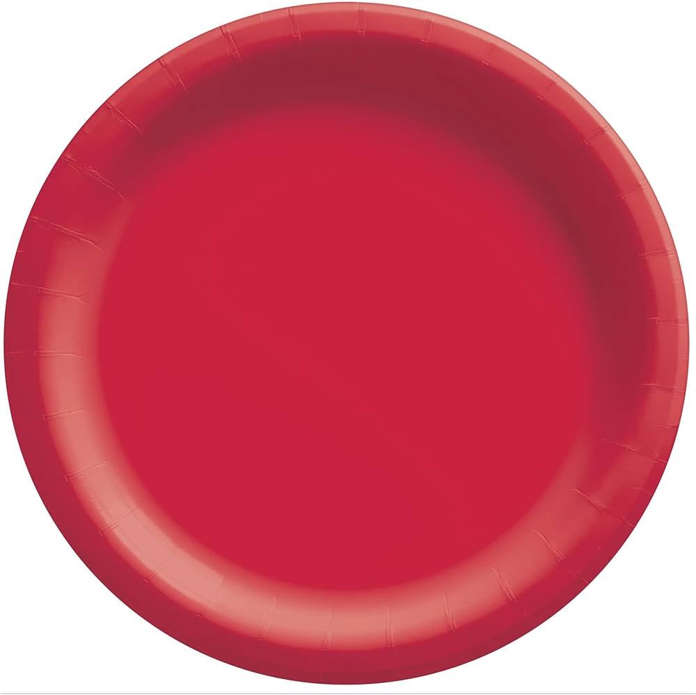 Round Paper Plates - 10" (50 Pieces) - Perfect for Parties, Picnics, & Everyday Meals, Apple Red | Amazon (US)